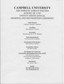 Twenty-Ninth Annual Hooding and Recognition Ceremony