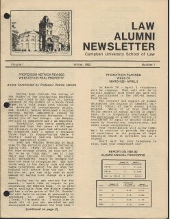 Alumni Newsletter, Winter 1982